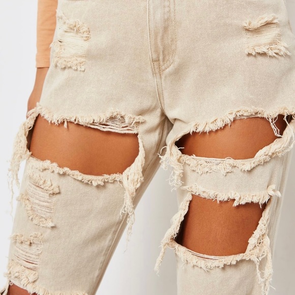 Missguided Brand Riot High Rise Extreme Ripped Mom Jeans - Picture 4 of 13